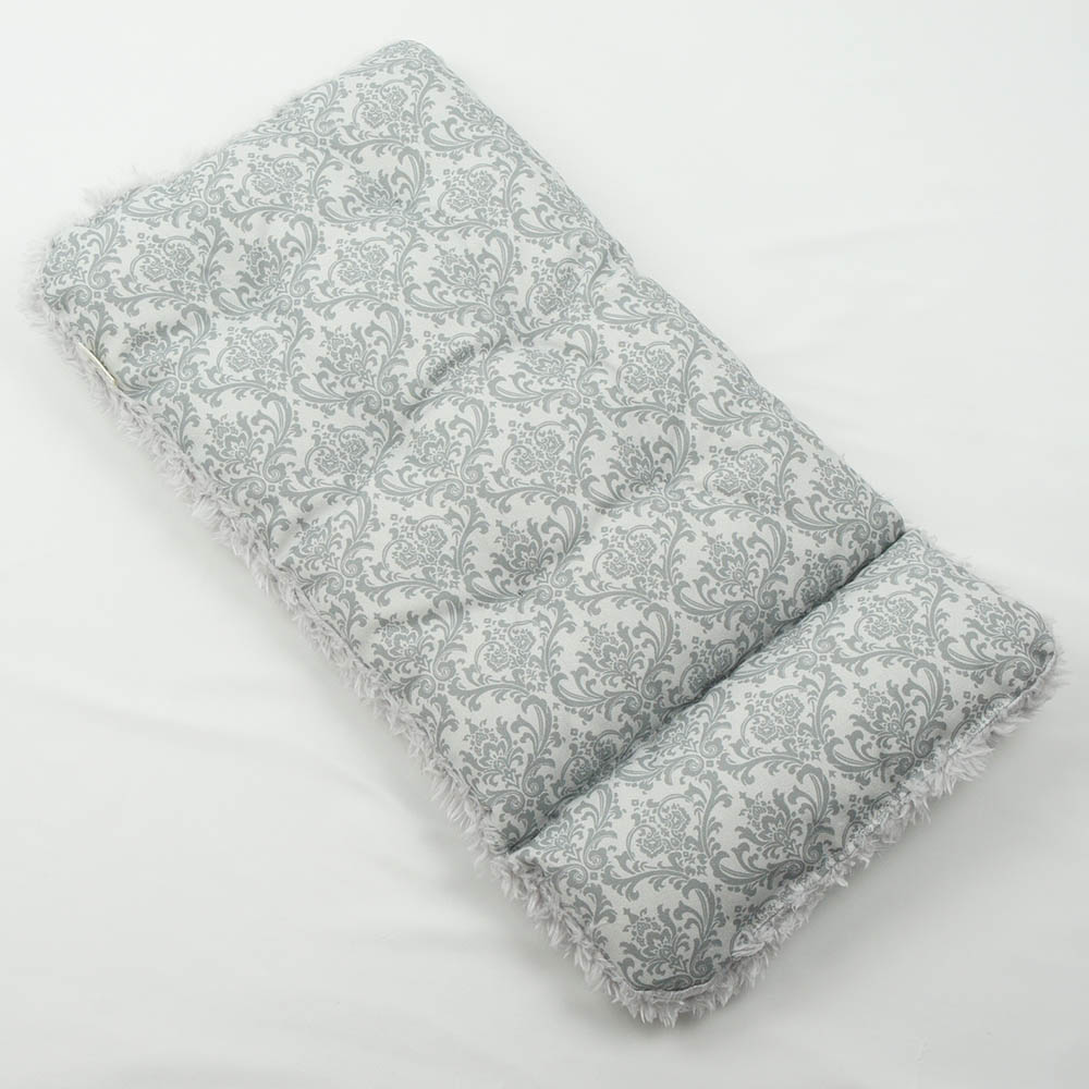 あごのせ縁無しクッション/クレートクッション ダマスク グレーファー Sサイズ