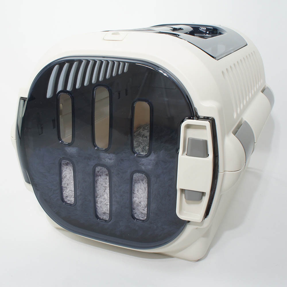 あごのせ縁無しクッション/クレートクッション ダマスク グレーファー Sサイズ