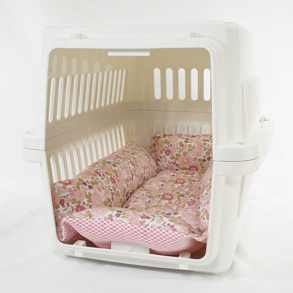 【500円OFF】DOME3レギュラー用クッションセット 夏用ぷくぷく あごのせクッション＋夏用キャリークッションベッド Sサイズ 東洋紡iCOLD 接触冷感 リバティプリント Betsy ピンク