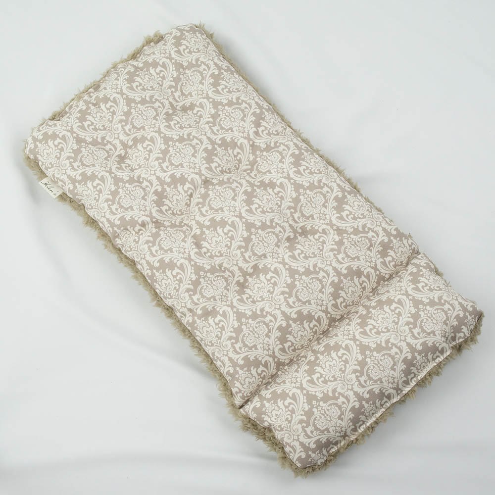 あごのせ縁無しクッション/クレートクッション ダマスク ベージュファー Sサイズ