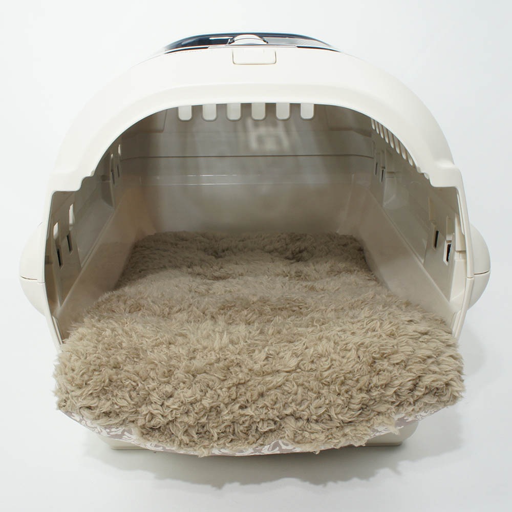 あごのせ縁無しクッション/クレートクッション ダマスク ベージュファー Sサイズ