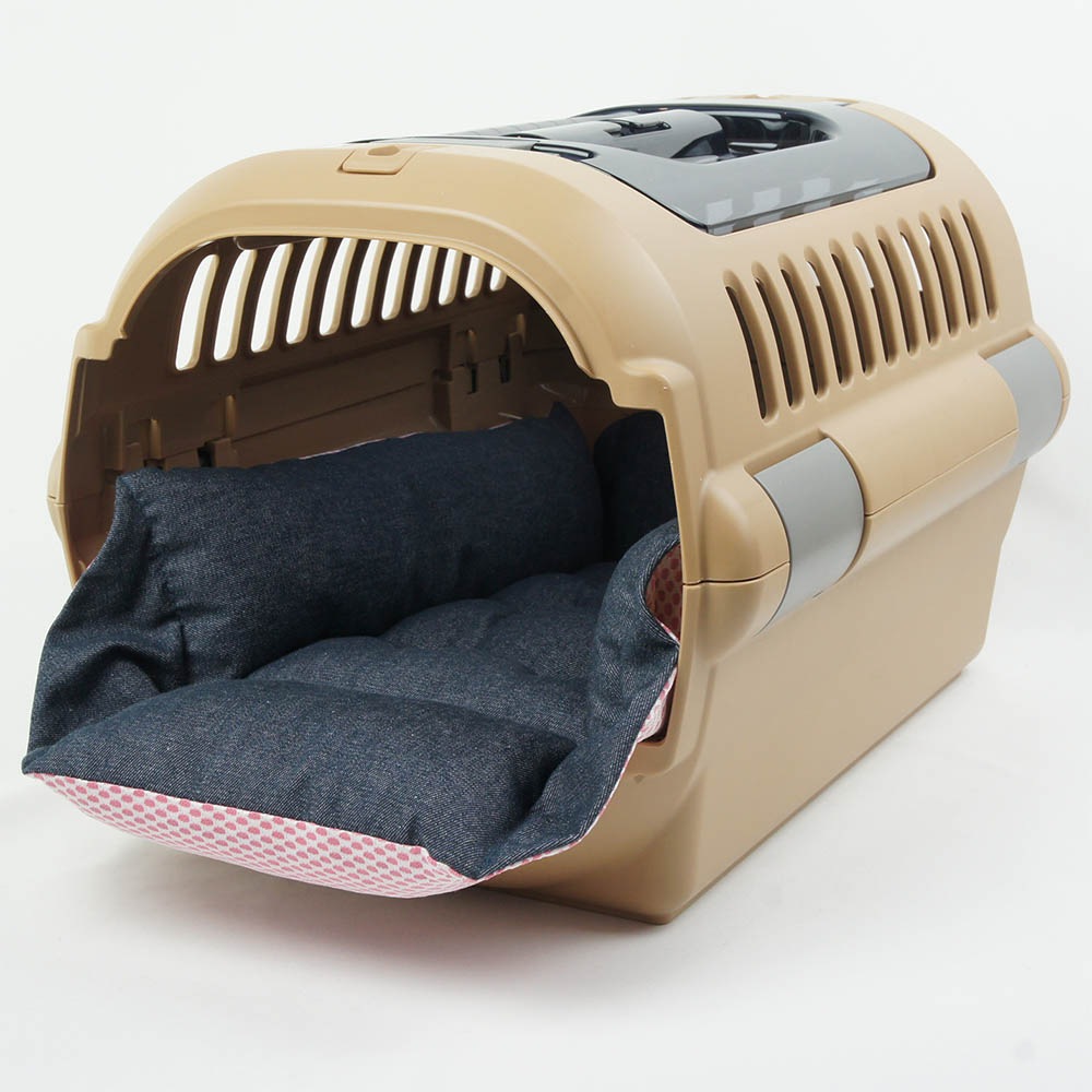 【500円OFF】DOME3レギュラー用クッションセット 夏用ぷくぷく あごのせクッション+夏用キャリークッションベッド Sサイズ 東洋紡iCOLD 接触冷感 10オンスデニムネイビー