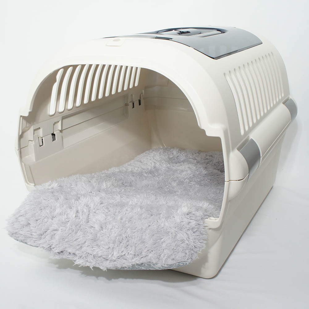 あごのせ縁無しクッション/クレートクッション ダマスク グレーファー Mサイズ