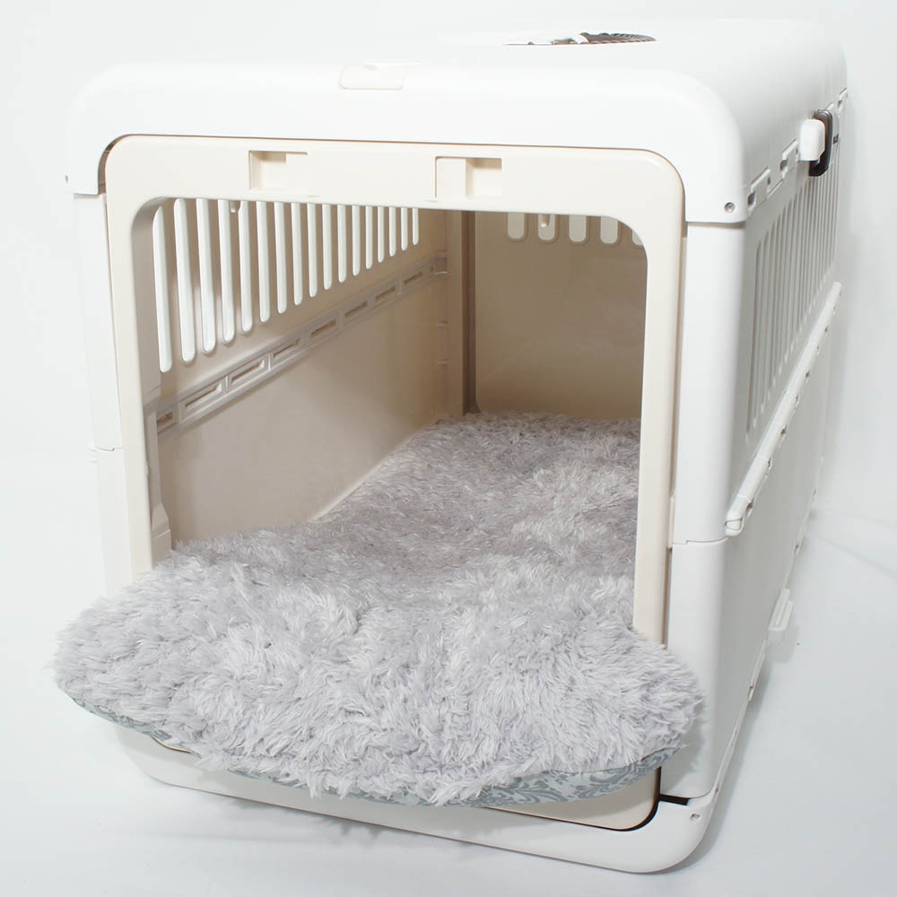 あごのせ縁無しクッション/クレートクッション ダマスク グレーファー Mサイズ