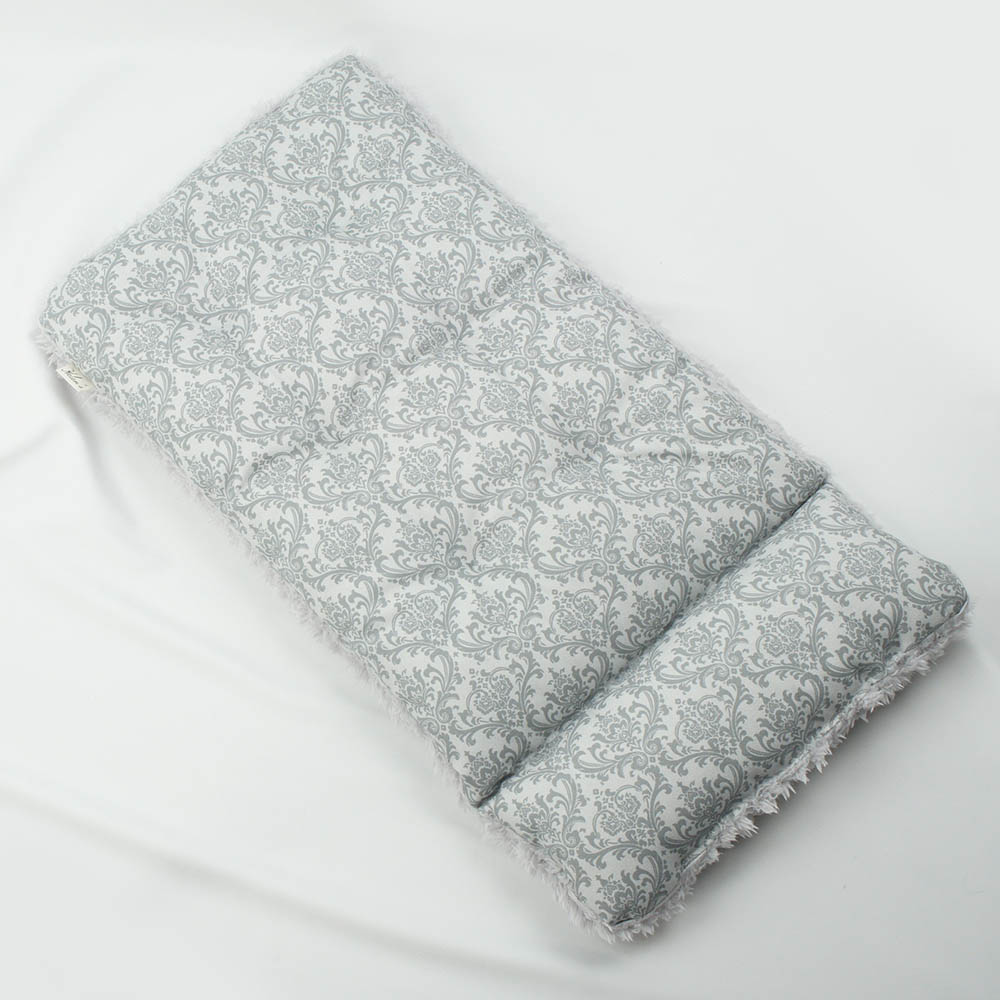 あごのせ縁無しクッション/クレートクッション ダマスク グレーファー Mサイズ