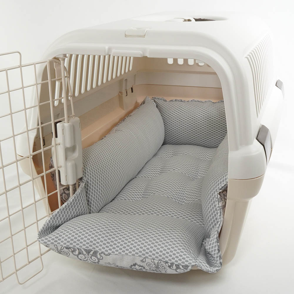 ペットが喜ぶ キャリークッションベッド iCOLD 接触冷感 ヴィンテージダマスク グレー Mサイズ
