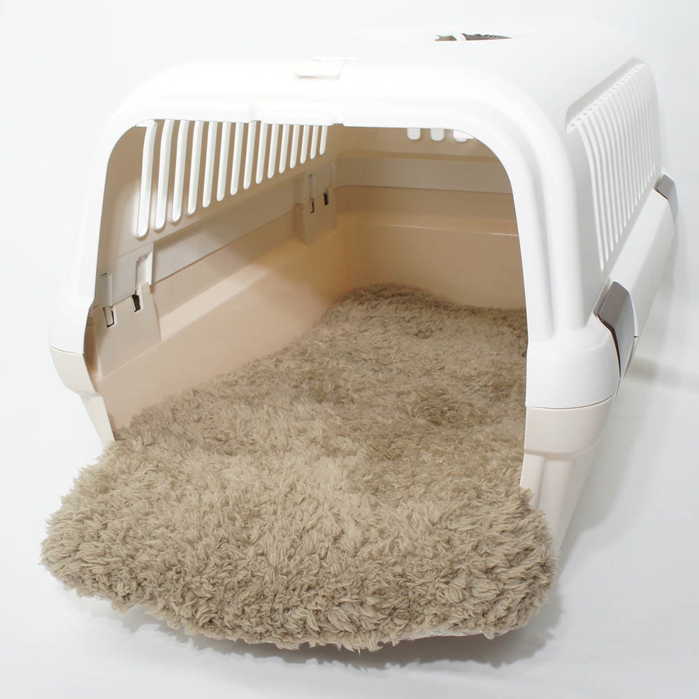 あごのせ縁無しクッション/クレートクッション ダマスク ベージュファー Mサイズ