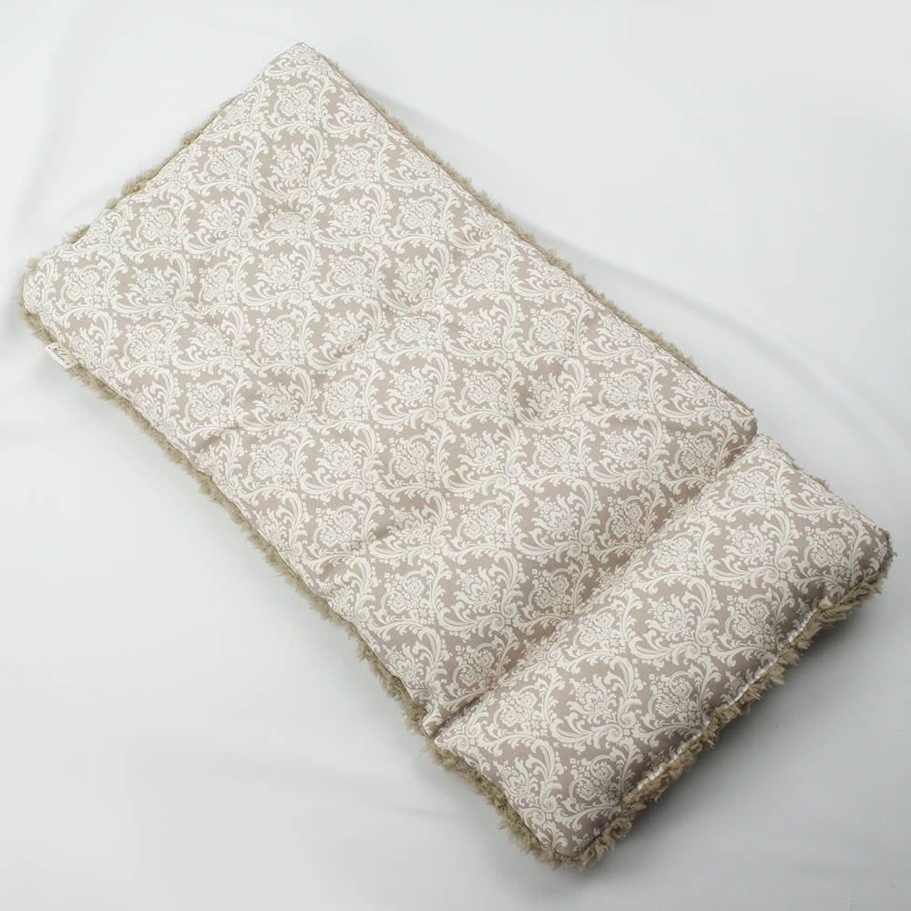 あごのせ縁無しクッション/クレートクッション ダマスク ベージュファー Mサイズ