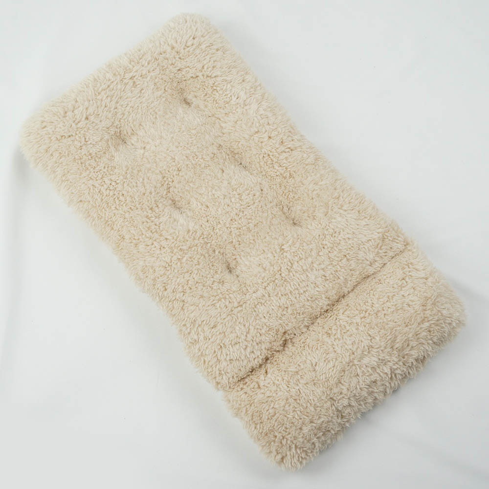 あごのせ縁無しクッション/クレートクッション カミカミ大好きちゃん用 ８号帆布生地 生成ファー Sサイズ