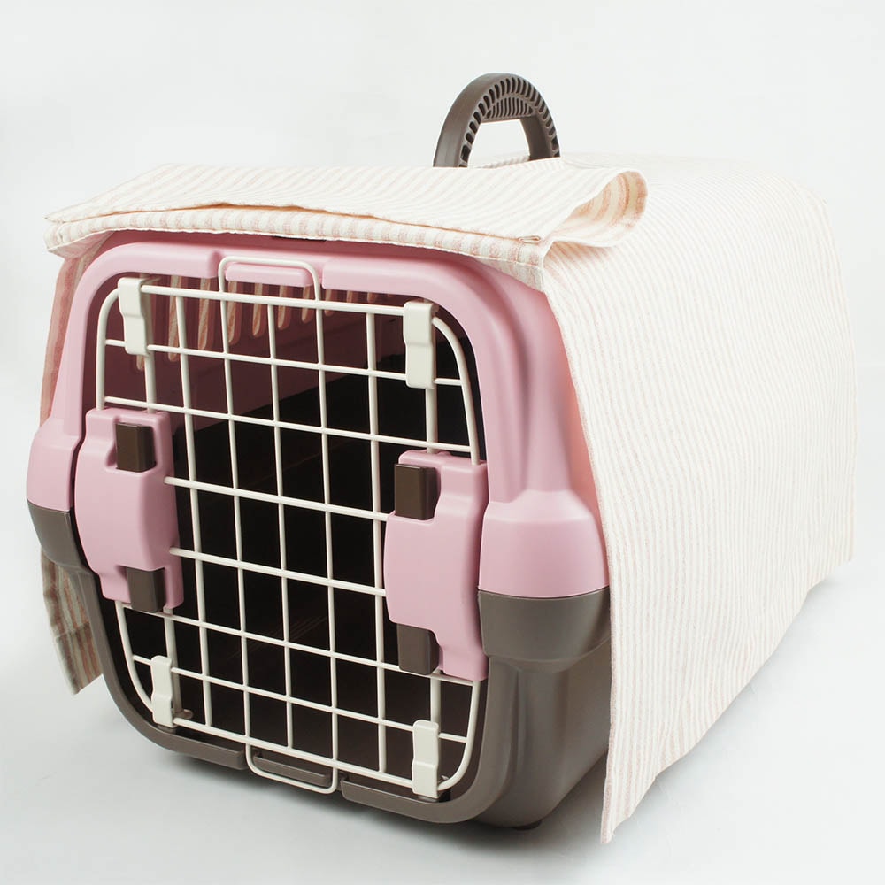 ペットキャリー 目隠し イージーカバー/クレートカバー  ピンクストライプ＜マルチ幅＞ Sサイズ