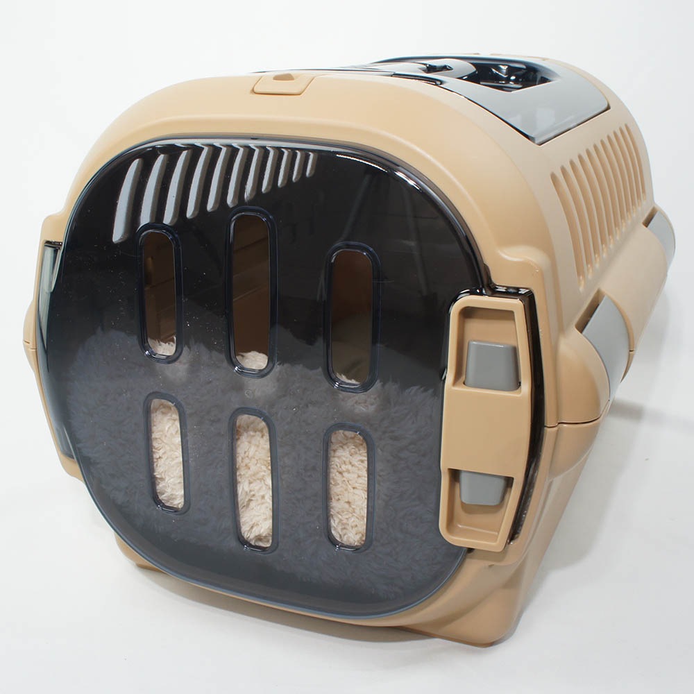 あごのせ縁無しクッション/クレートクッション カミカミ大好きちゃん用 ８号帆布生地 モカファー Sサイズ