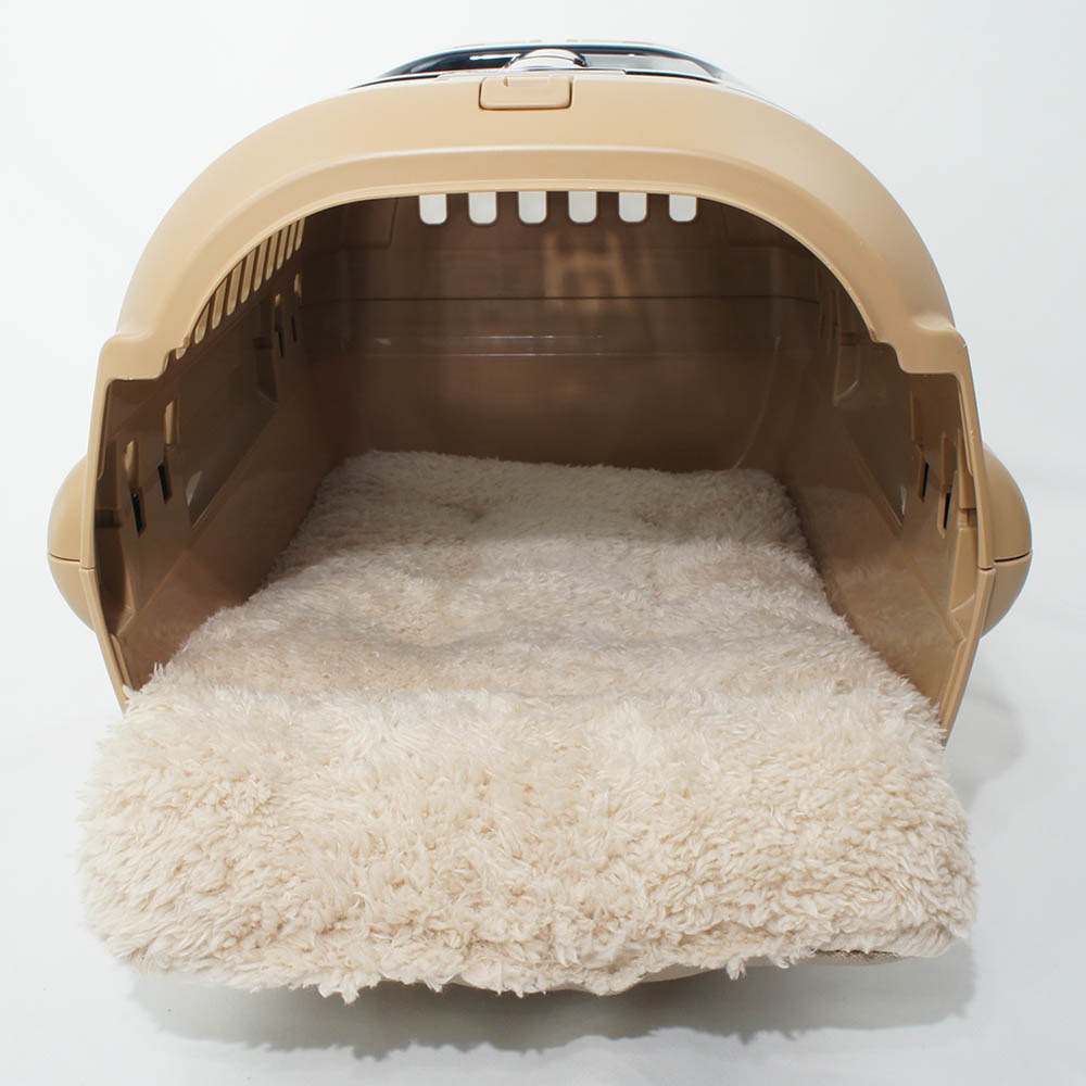 あごのせ縁無しクッション/クレートクッション カミカミ大好きちゃん用 ８号帆布生地 モカファー Sサイズ