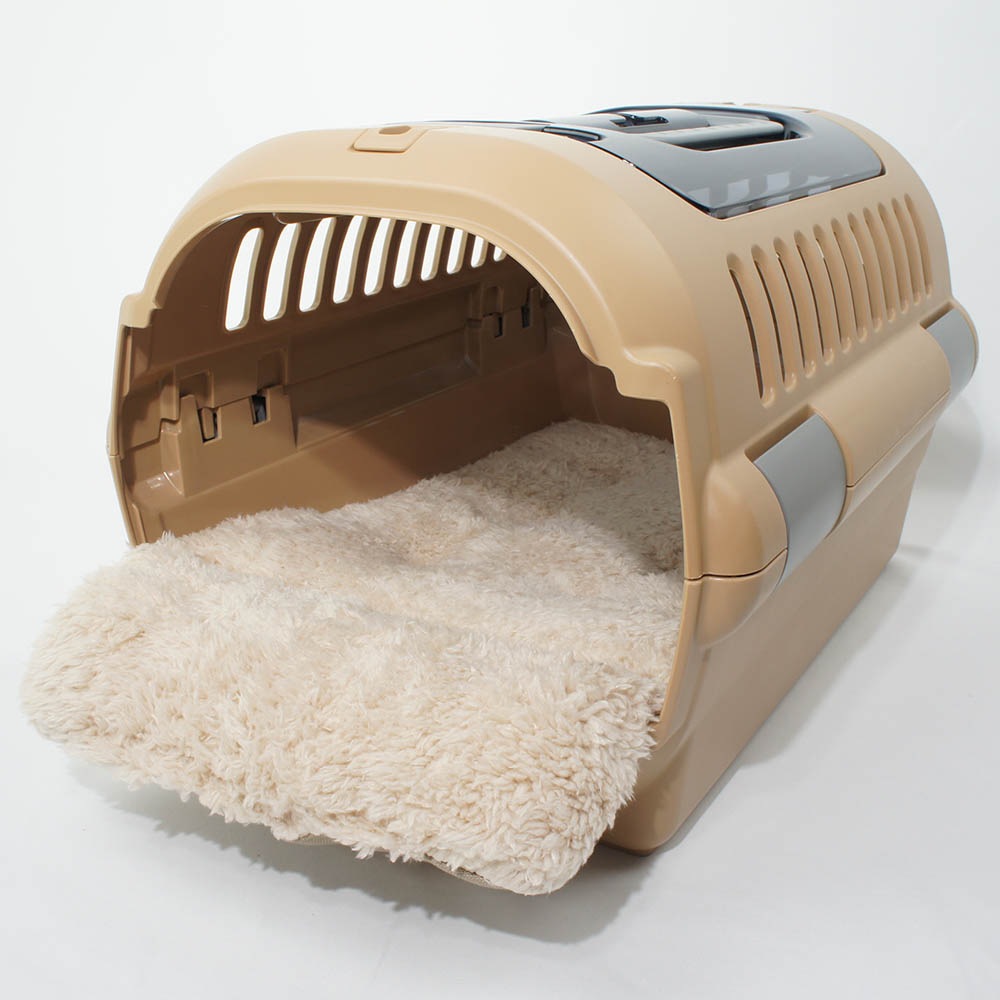 あごのせ縁無しクッション/クレートクッション カミカミ大好きちゃん用 ８号帆布生地 モカファー Sサイズ