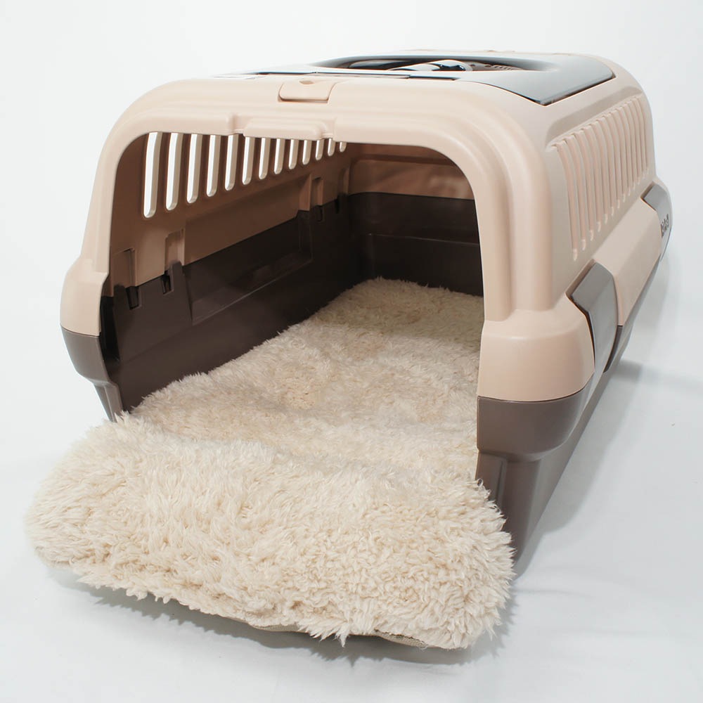 あごのせ縁無しクッション/クレートクッション カミカミ大好きちゃん用 ８号帆布生地 モカファー Sサイズ