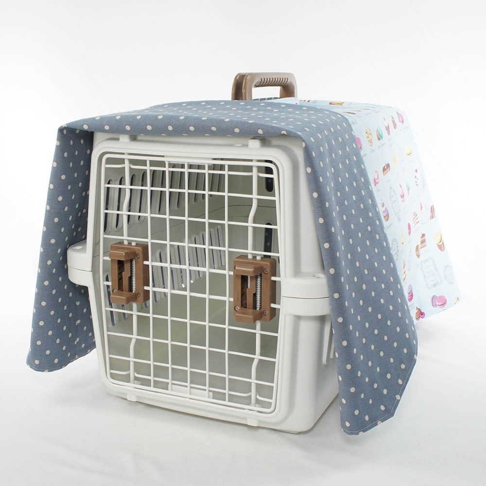 Helen's クレートカバー マカロンブルードット Mサイズ トグルボタン無し