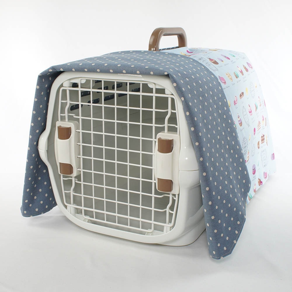 Helen's クレートカバー マカロンブルードット Mサイズ トグルボタン無し