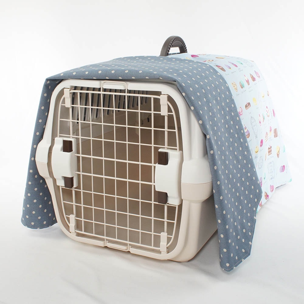 Helen's クレートカバー マカロンブルードット Mサイズ トグルボタン無し