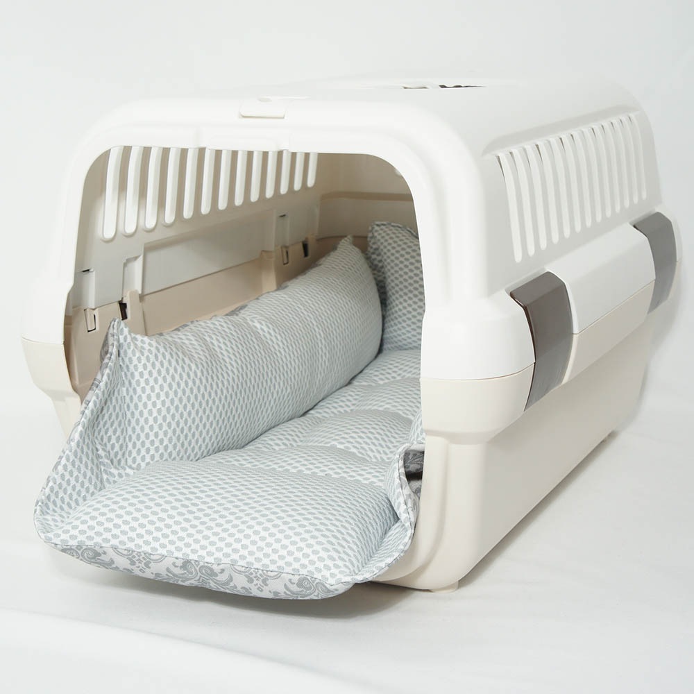 【500円OFF】DOME3レギュラー用クッションセット 夏用ぷくぷく あごのせクッション＋夏用キャリークッションベッド Sサイズ 東洋紡iCOLD 接触冷感 ダマスク グレー