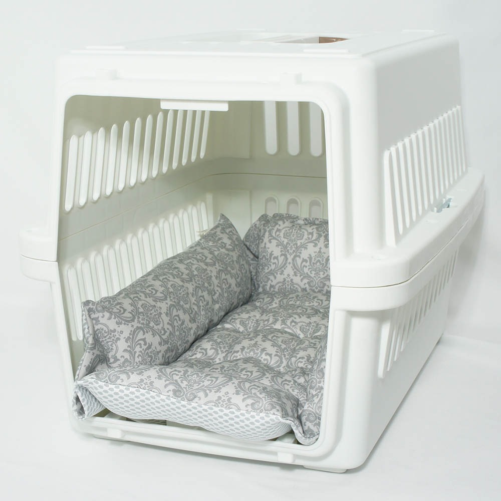 【500円OFF】DOME3レギュラー用クッションセット 夏用ぷくぷく あごのせクッション＋夏用キャリークッションベッド Sサイズ 東洋紡iCOLD 接触冷感 ダマスク グレー