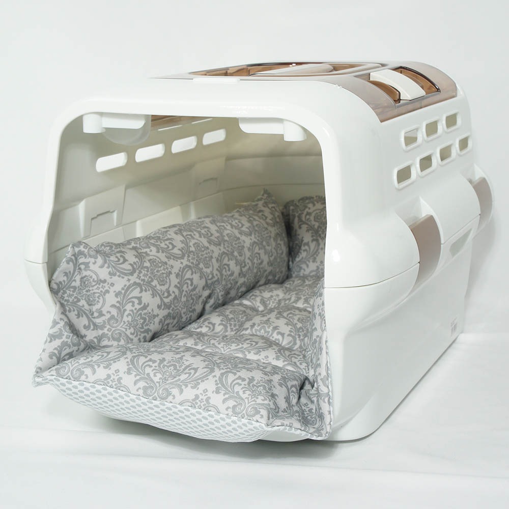 【500円OFF】DOME3レギュラー用クッションセット 夏用ぷくぷく あごのせクッション＋夏用キャリークッションベッド Sサイズ 東洋紡iCOLD 接触冷感 ダマスク グレー