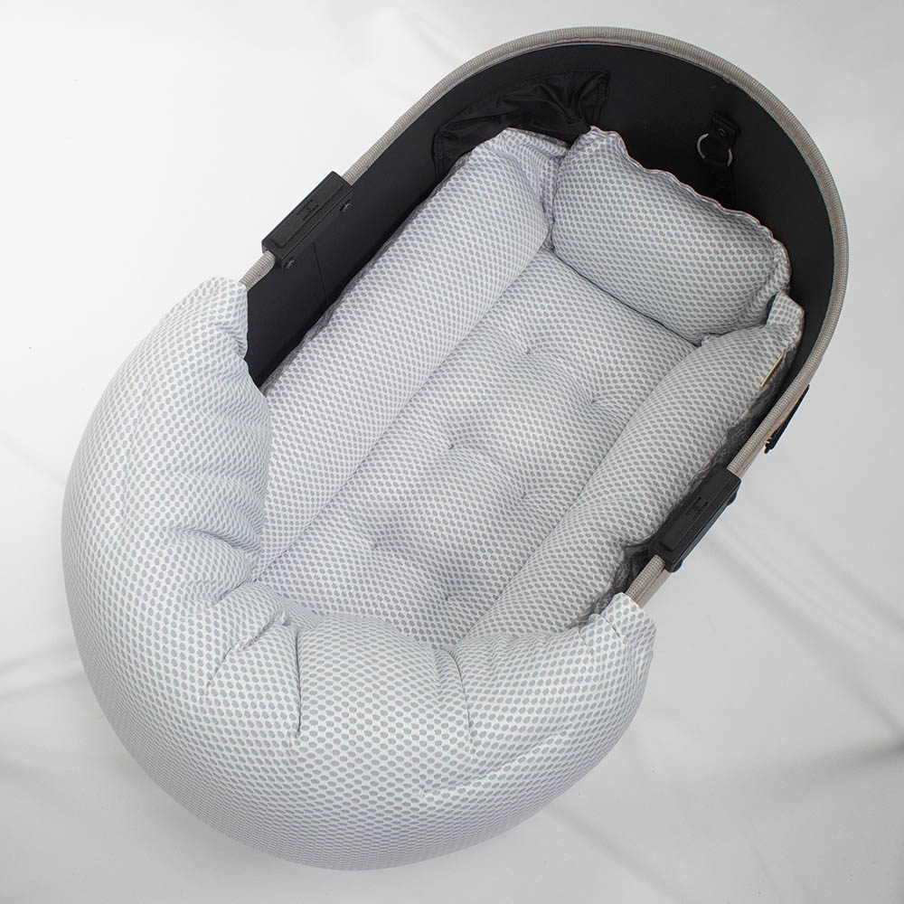 【500円OFF】DOME3レギュラー用クッションセット 夏用ぷくぷく あごのせクッション＋夏用キャリークッションベッド Sサイズ 東洋紡iCOLD 接触冷感 ダマスク グレー