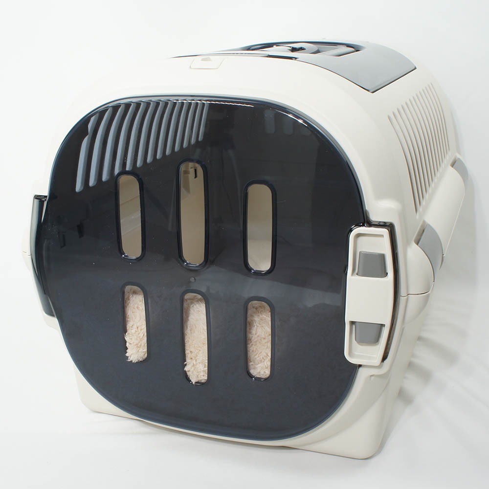 あごのせ縁無しクッション/クレートクッション カミカミ大好きちゃん用 ８号帆布生地 生成ファー Mサイズ