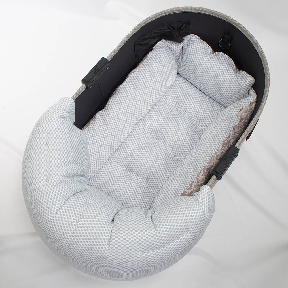 【500円OFF】DOME3レギュラー用クッションセット 夏用ぷくぷく あごのせクッション＋夏用キャリークッションベッド Sサイズ 東洋紡iCOLD 接触冷感 ダマスク ベージュ
