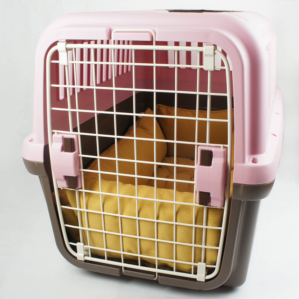 ペットが喜ぶ キャリークッションベッド/クレートクッション 丈夫なビンテージ11号帆布生地 マスタード（両面帆布） Ｌサイズ