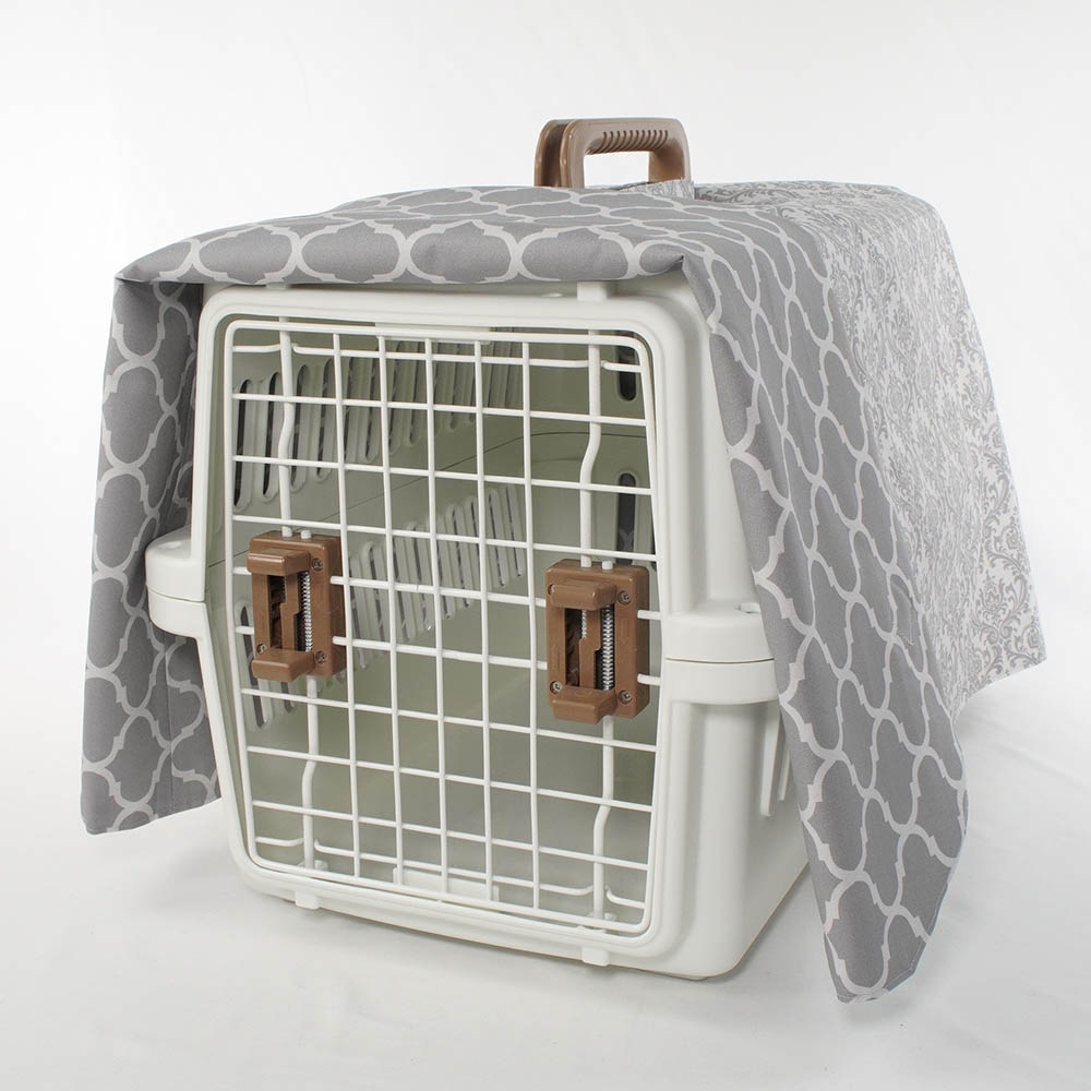 Helen's クレートカバー ダマスクグレー Mサイズ トグルボタン付き