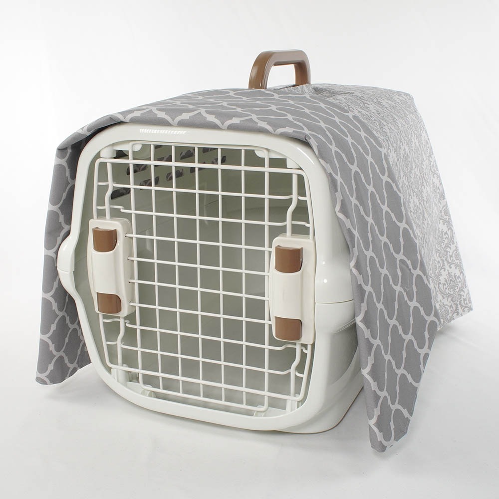 Helen's クレートカバー ダマスクグレー Mサイズ トグルボタン付き