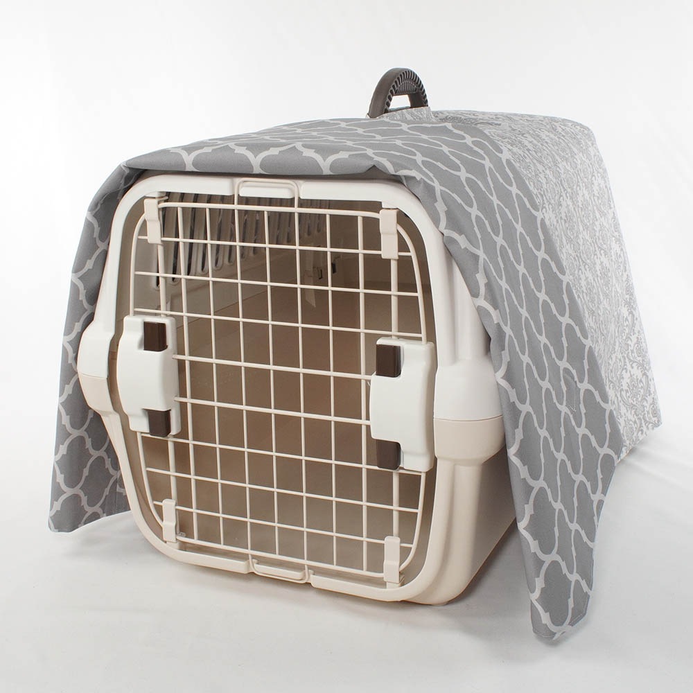 Helen's クレートカバー ダマスクグレー Mサイズ トグルボタン付き