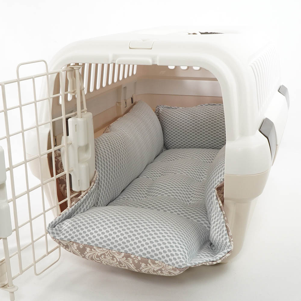 ペットが喜ぶ 夏用キャリークッションベッド iCOLD 接触冷感 ダマスク ベージュ Sサイズ