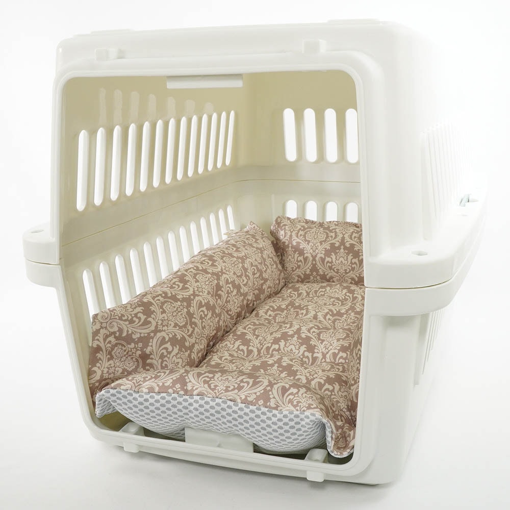 ペットが喜ぶ 夏用キャリークッションベッド iCOLD 接触冷感 ダマスク ベージュ Sサイズ
