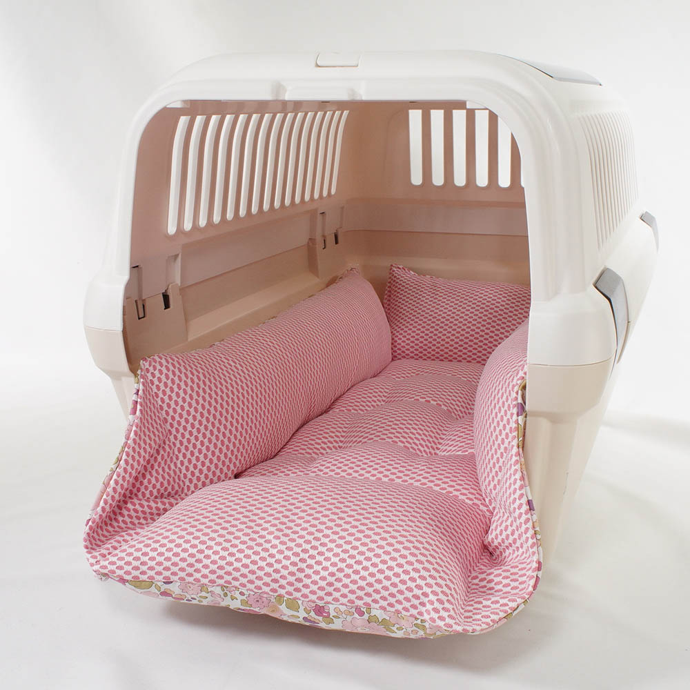 【500円OFF】DOME3ラージ用クッションセット 夏用ぷくぷく あごのせクッション＋夏用キャリークッションベッド Mサイズ 東洋紡iCOLD 接触冷感 リバティプリント Betsy ピンク