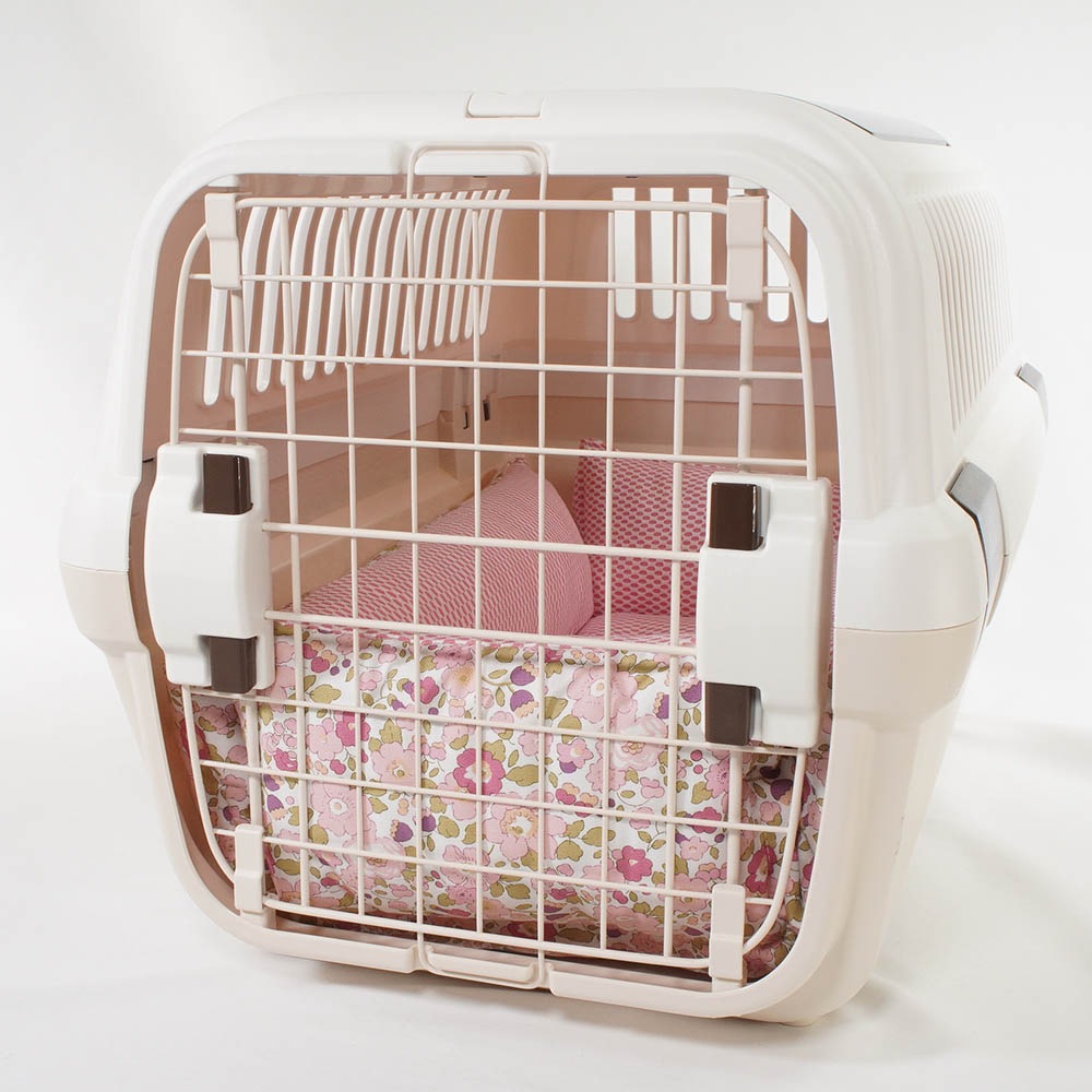 【500円OFF】DOME3ラージ用クッションセット 夏用ぷくぷく あごのせクッション＋夏用キャリークッションベッド Mサイズ 東洋紡iCOLD 接触冷感 リバティプリント Betsy ピンク