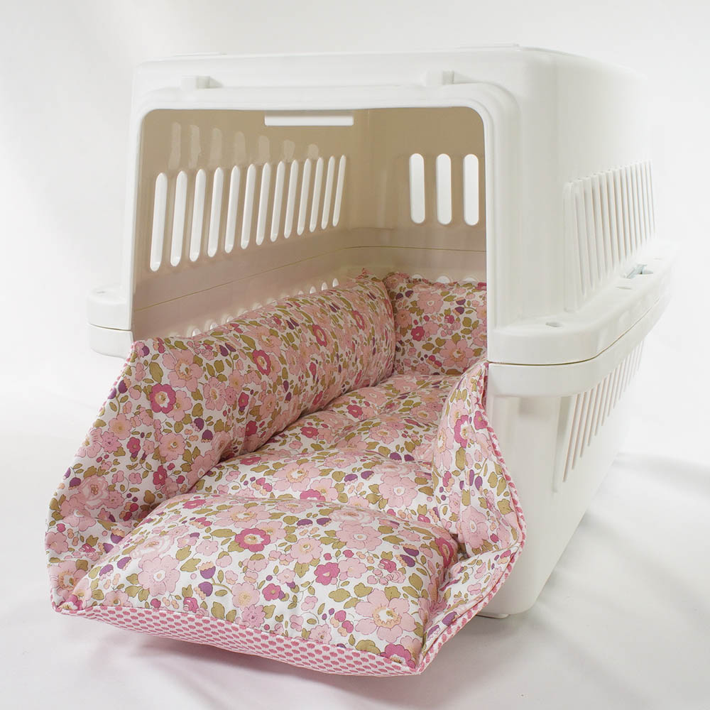 【500円OFF】DOME3ラージ用クッションセット 夏用ぷくぷく あごのせクッション＋夏用キャリークッションベッド Mサイズ 東洋紡iCOLD 接触冷感 リバティプリント Betsy ピンク