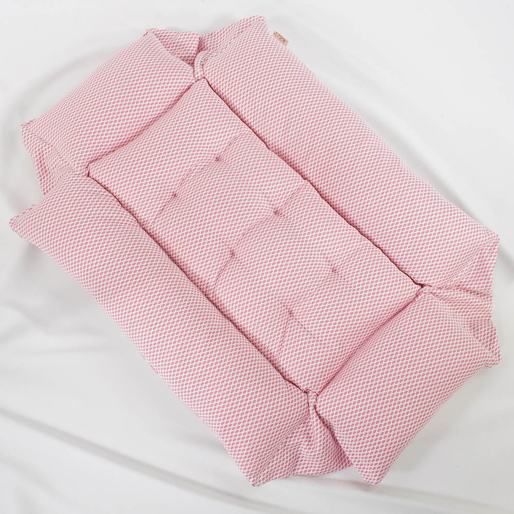 【500円OFF】DOME3ラージ用クッションセット 夏用ぷくぷく あごのせクッション＋夏用キャリークッションベッド Mサイズ 東洋紡iCOLD 接触冷感 リバティプリント Betsy ピンク