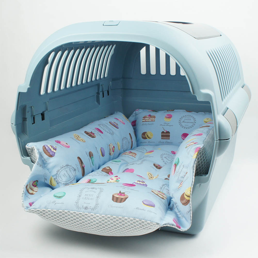 ペットが喜ぶ 夏用キャリークッションベッド iCOLD 接触冷感 マカロンブルー Mサイズ