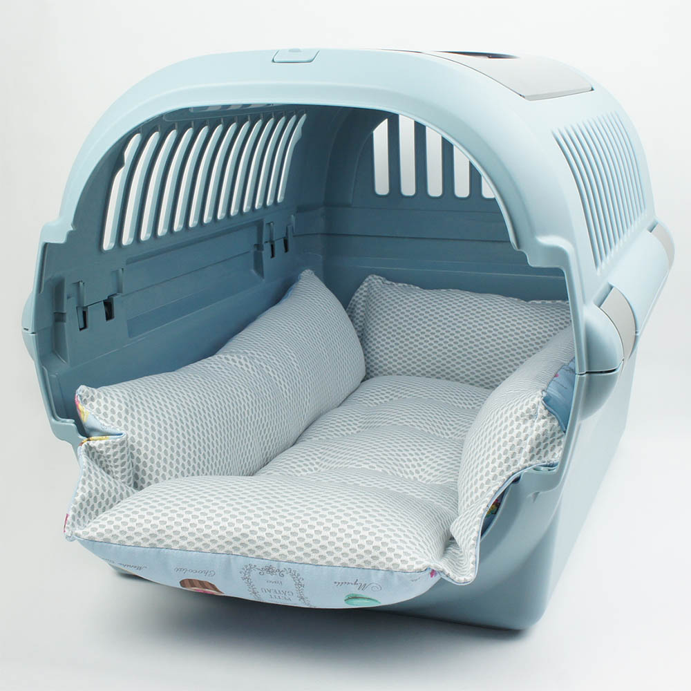 ペットが喜ぶ 夏用キャリークッションベッド iCOLD 接触冷感 マカロンブルー Mサイズ