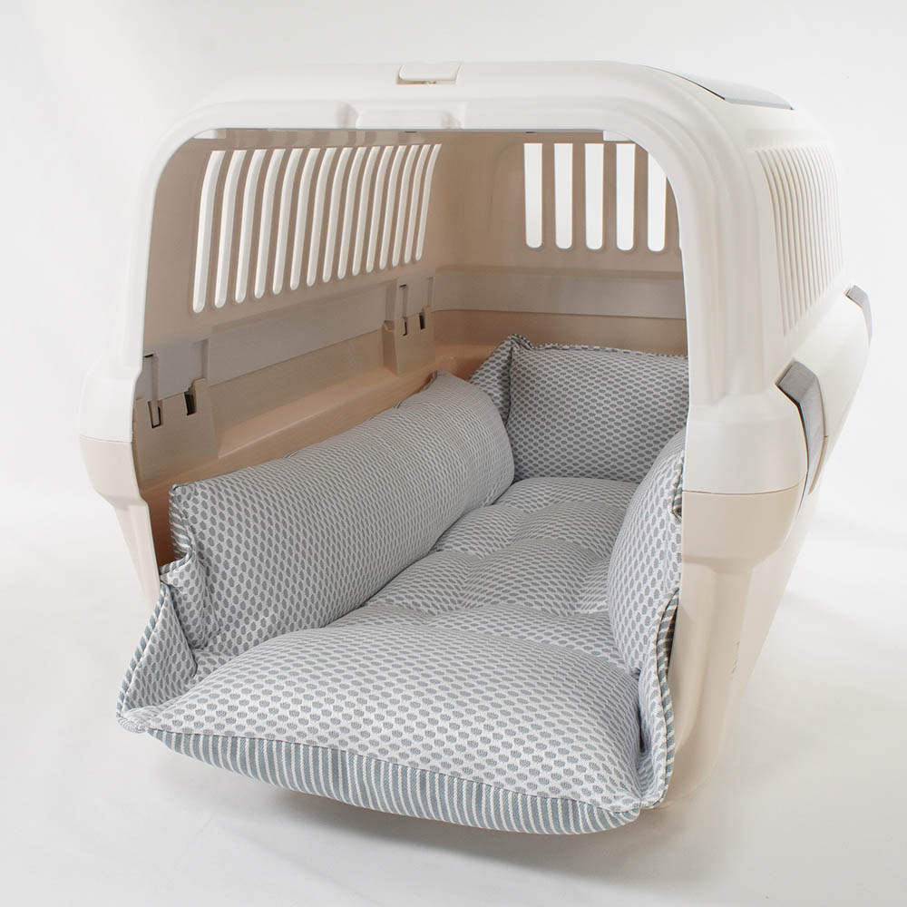 【500円OFF】DOME3ラージ用クッションセット 夏用ぷくぷく あごのせクッション＋夏用キャリークッションベッド Mサイズ 東洋紡iCOLD 接触冷感 ヒッコリーデニムサックス