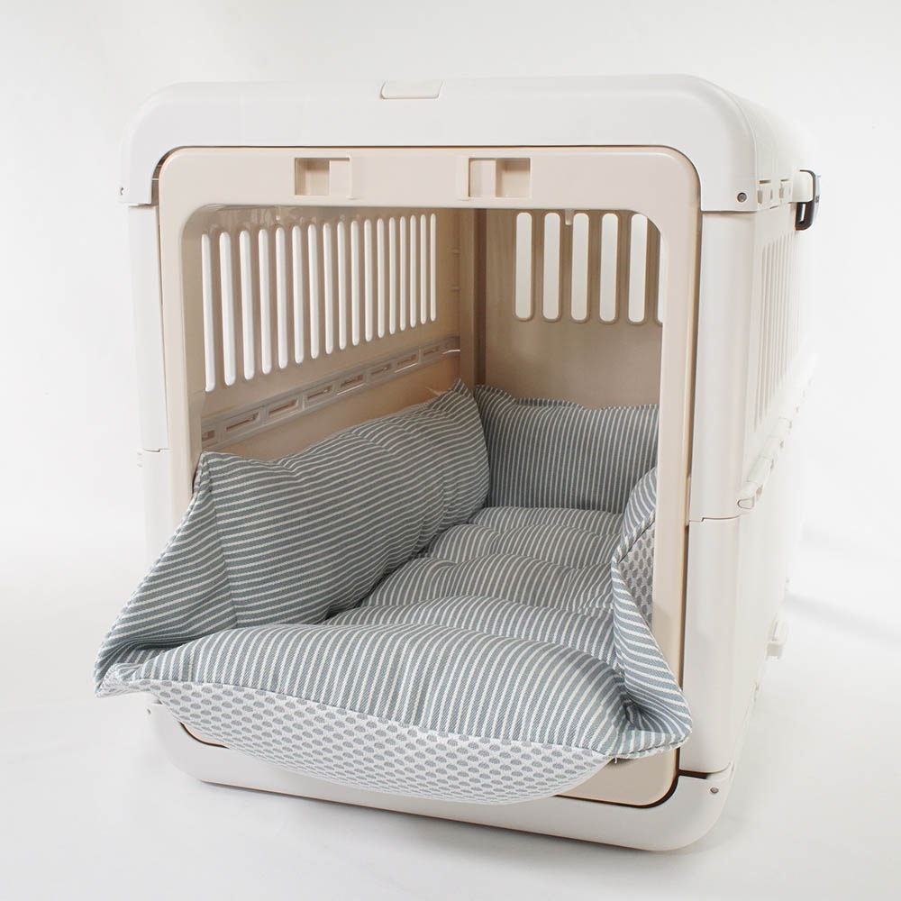 【500円OFF】DOME3ラージ用クッションセット 夏用ぷくぷく あごのせクッション＋夏用キャリークッションベッド Mサイズ 東洋紡iCOLD 接触冷感 ヒッコリーデニムサックス