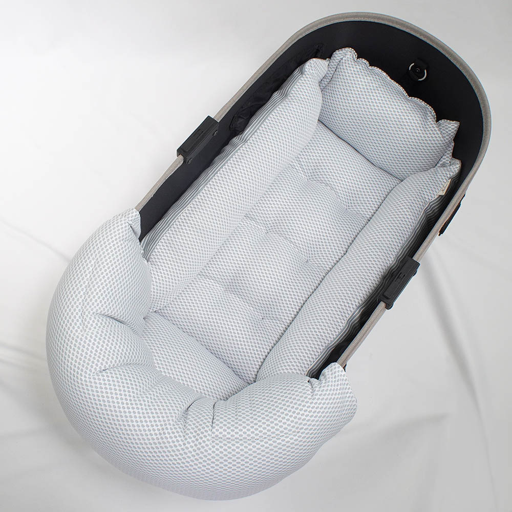 【500円OFF】DOME3ラージ用クッションセット 夏用ぷくぷく あごのせクッション＋夏用キャリークッションベッド Mサイズ 東洋紡iCOLD 接触冷感 ヒッコリーデニムサックス