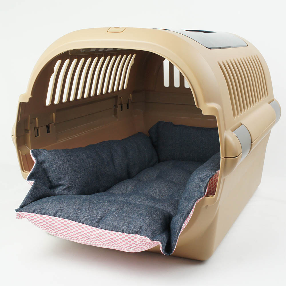 【500円OFF】DOME3ラージ用クッションセット 夏用ぷくぷく あごのせクッション＋夏用キャリークッションベッド Mサイズ 東洋紡iCOLD 接触冷感 10オンスデニムネイビー