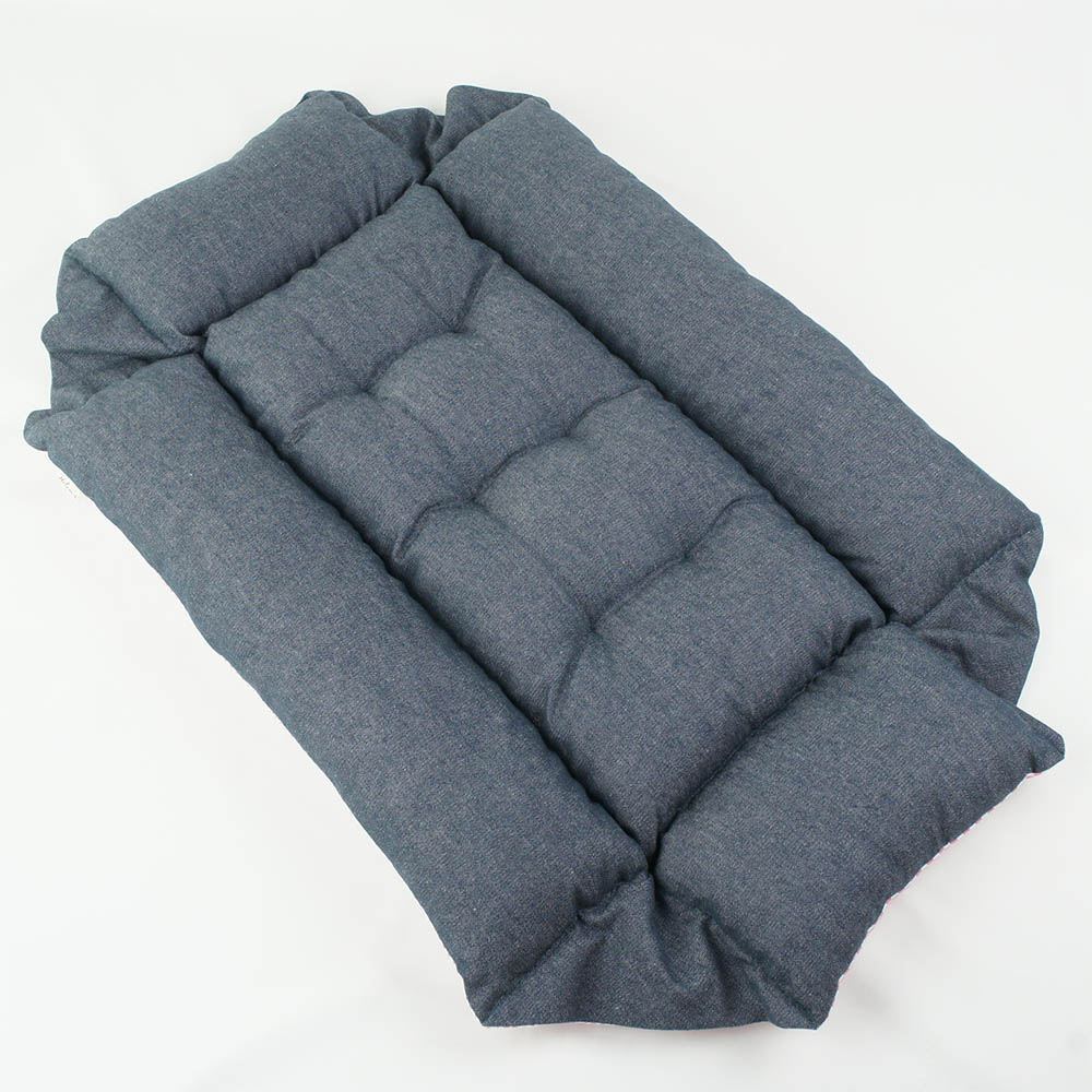 【500円OFF】DOME3ラージ用クッションセット 夏用ぷくぷく あごのせクッション＋夏用キャリークッションベッド Mサイズ 東洋紡iCOLD 接触冷感 10オンスデニムネイビー