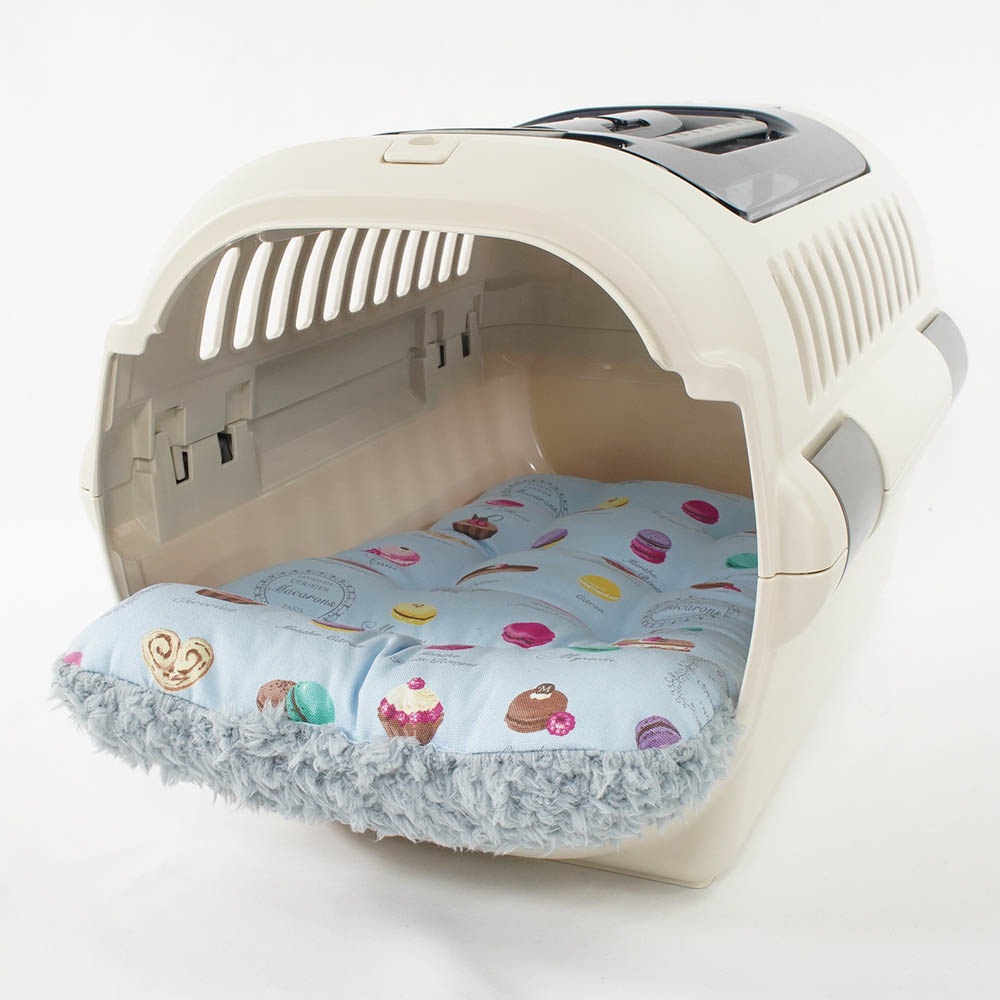 あごのせ縁無しクッション/クレートクッション マカロンブルーファーサックスブルー Sサイズ