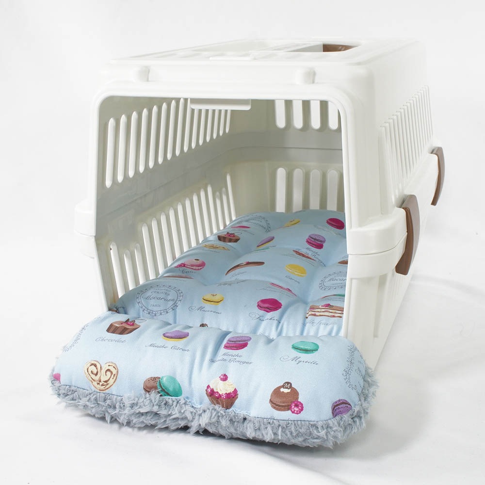 あごのせ縁無しクッション/クレートクッション マカロンブルーファーサックスブルー Sサイズ