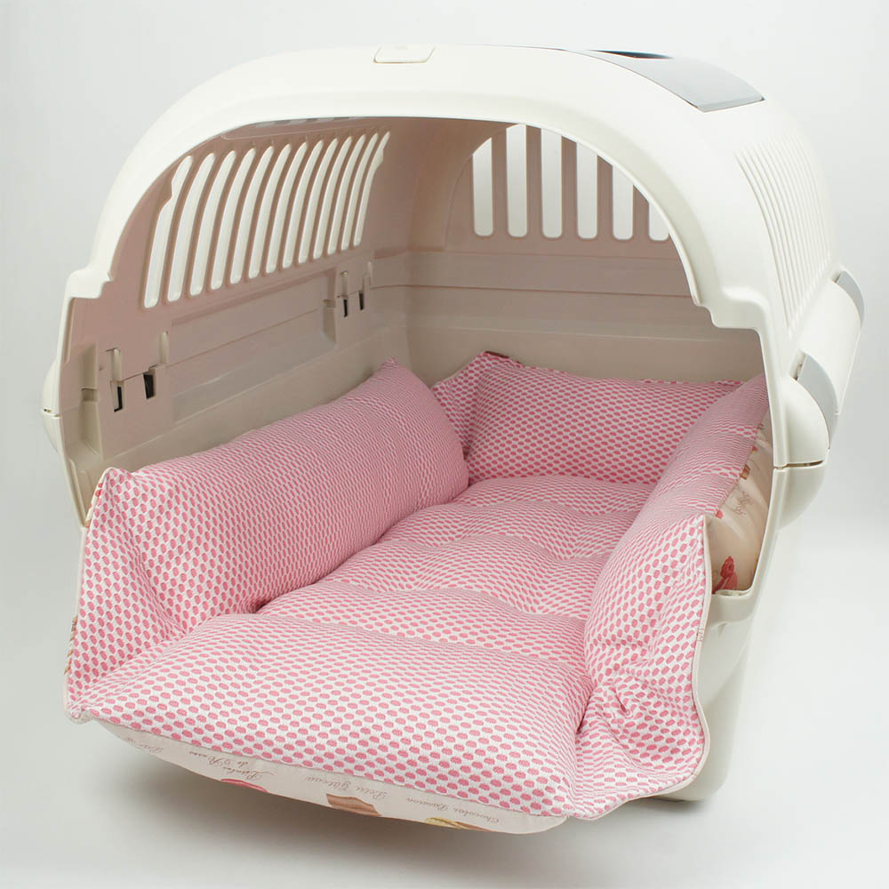 【500円OFF】DOME3ラージ用クッションセット 夏用ぷくぷく あごのせクッション＋夏用キャリークッションベッド Mサイズ 東洋紡iCOLD 接触冷感 マカロンピンク