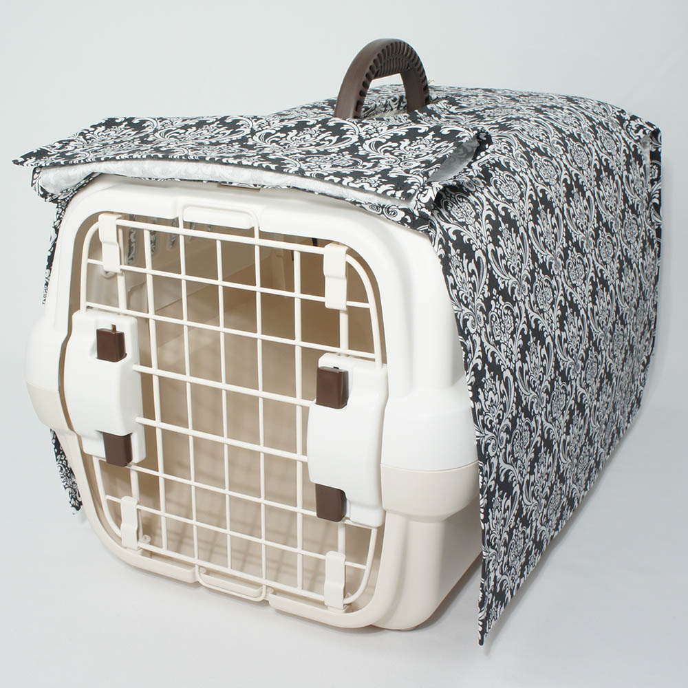 ペットキャリー 目隠し イージーカバー/クレートカバー ダマスク モス