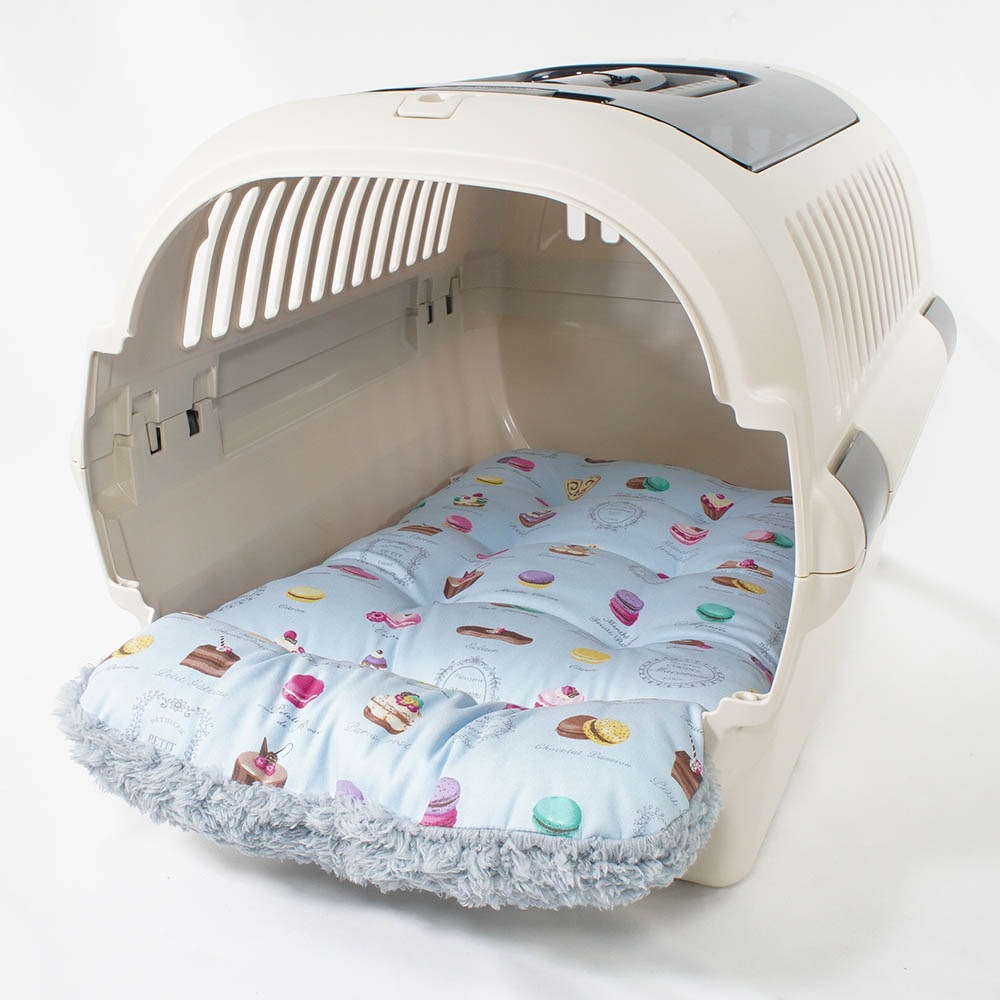 あごのせ縁無しクッション/クレートクッション マカロンブルーファーサックスブルー Mサイズ