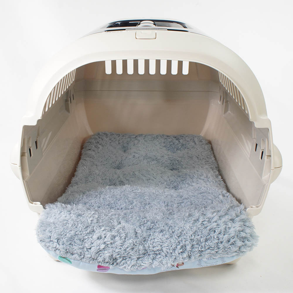 あごのせ縁無しクッション/クレートクッション マカロンブルーファーサックスブルー Mサイズ